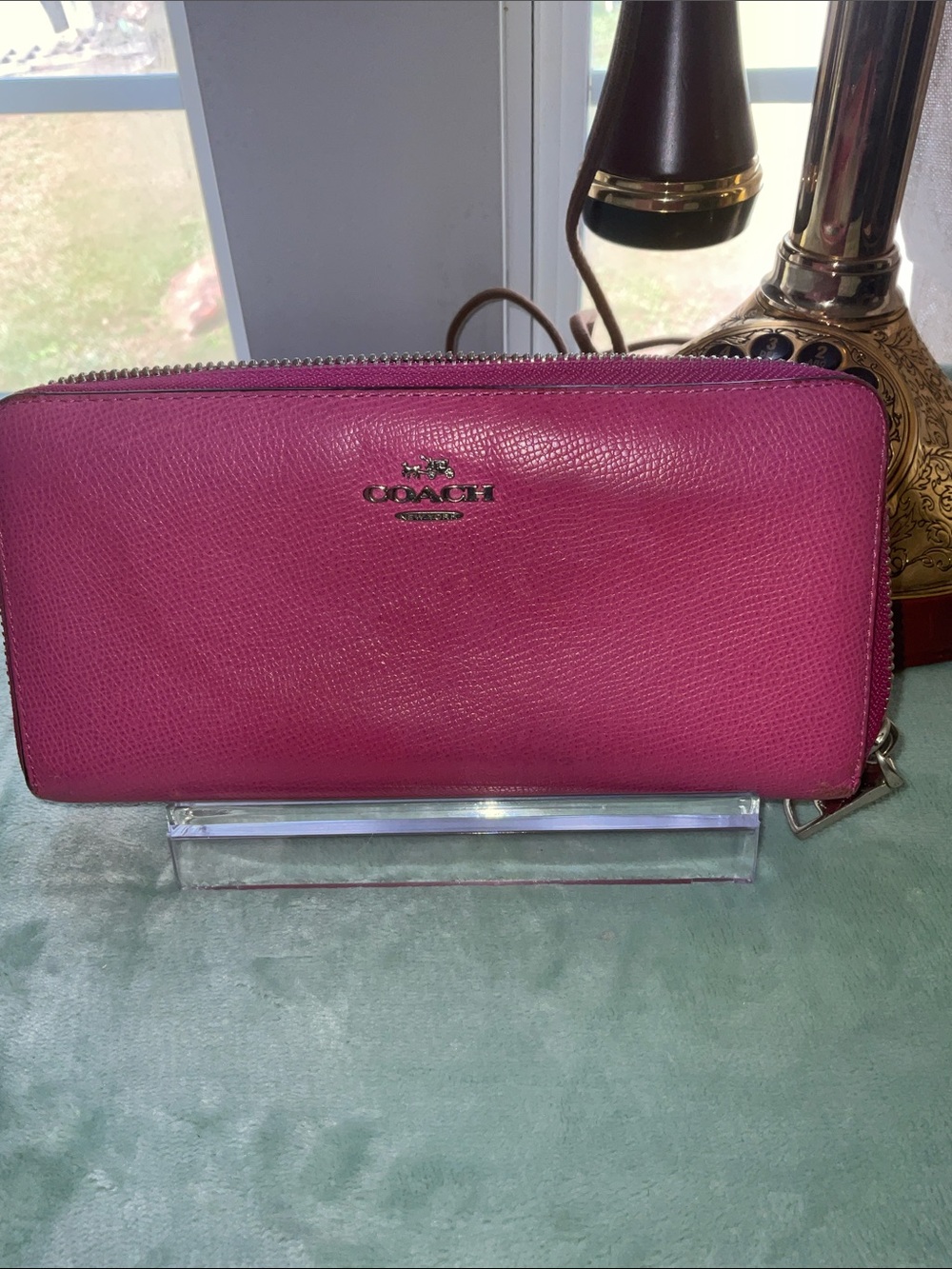 Coach Hot Pink Zip-Around Leather Wallet